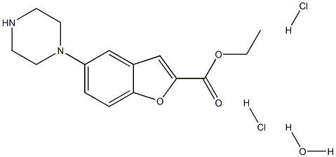 2-Benzofurancarboxylic acid, 5-(1-piperazinyl)-, ethyl ester, (Hydrochloride), hydrate (1:2:1)