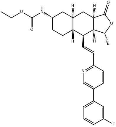 ethyl ((1R,3aR,4aR,6S,8aR,9S,9aS)-9-((E)-2-(5-(3-fluorophenyl)pyridin-2-yl)vinyl)-1-methyl-3-oxododecahydronaphtho[2,3-c]furan-6-yl)carbamate