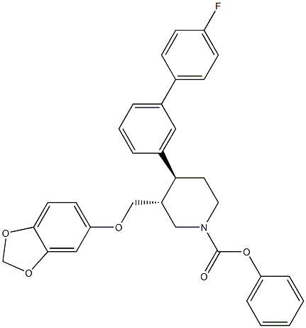 (trans)-phenyl3-((benzo[d][1,3]dioxol-5-yloxy)methyl)-4-(4'-fluoro-[1,1'-biphenyl]-3-yl)piperidine-1-carboxylate