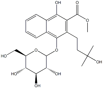 2-Naphthalenecarboxylic acid, 4-(D-glucopyranosyloxy)-1-hydroxy-3-(3-hydroxy-3-methylbutyl)-, methyl ester