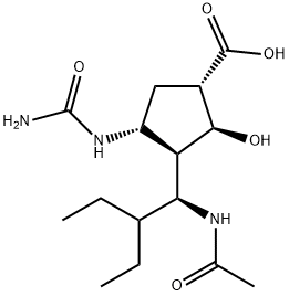 Cyclopentanecarboxylic acid, 3-[(1S)-1-(acetylamino)-2-ethylbutyl]-4-[(aminocarbonyl)amino]-2-hydroxy-, (1S,2S,3R,4R)-